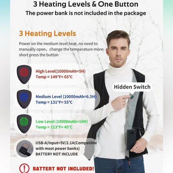 Heated Vest | One Size - Picture 4 of 8